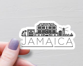 Jamaica Sticker, Vinyl Travel Stickers, Jamaican Vacation Stickers, Water Bottle Sticker, Laptop Sticker, Luggage Stickers - S948