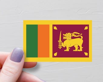 Sri Lanka Flag Sticker, Vinyl Travel Stickers, Sri Lankan Flag, World Flags, Water Bottle Sticker, Laptop Decals, Luggage Sticker, F241
