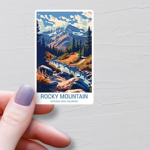 Stickers Parc National des Montagnes Rocheuses, Stickers de voyage en vinyle, Stickers Parc National des Etats-Unis, Colorado, Stickers Bouteilles d'Eau, S609