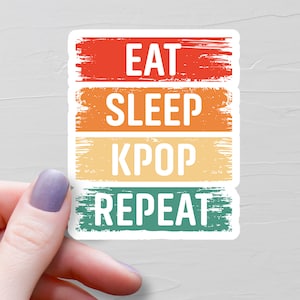 Stickers KPop Repeat Eat Sleep, Stickers KPop en vinyle, Stickers bouteilles d'eau, Cadeau K-Pop Stan, Merch KPop, Accessoires KPop, Cadeau KPop - S200