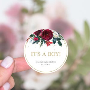 Stickers cadeaux pour baby shower de Noël, autocollants de remerciement baby shower, une joyeuse petite baby shower, étiquettes de cadeaux de baby shower pour les fêtes de fin d'année