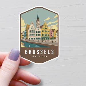 Sticker Bruxelles, stickers de voyage en vinyle, Sticker Belgique, pays européen, Sticker Europe bouteille d'eau, stickers pour ordinateur portable, cadeau souvenir - S748