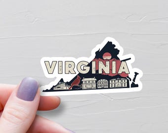 Virginia Sticker, Vinyl Stickers, Travel Stickers, Virginia Map Sticker, Virginia State Decal, Water Bottle Stickers, Virginia Tourism, S474