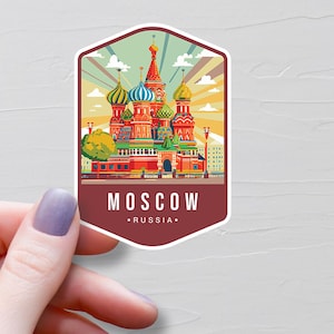 Sticker Moscou, Stickers voyage en vinyle, Sticker Russie, Pays européen, Sticker bouteille d'eau, Stickers ordinateur portable, Cadeau souvenir - S780