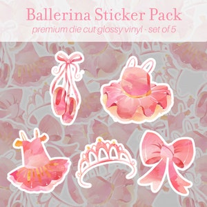 Lot de 5 autocollants de ballet, vinyles autocollants, autocollants ballerines, autocollants de danse, autocollants pour carnet de scrapbooking, agenda pour ordinateur portable, autocollants bouteilles d'eau