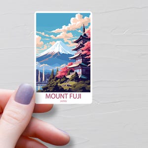 Sticker Mont Fuji, Stickers vinyles de voyage, Stickers Mont Fuji Japon, Sticker bouteille d'eau, Sticker pour ordinateur portable, Sticker bagage, Souvenir, S656