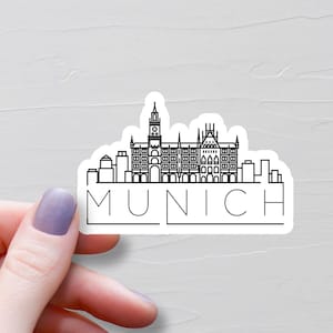 Sticker Munich, Stickers voyage en vinyle, Stickers Allemagne, Horizon de la ville, Pays européen, Sticker bouteille d'eau Europe, Stickers ordinateur portable - S972