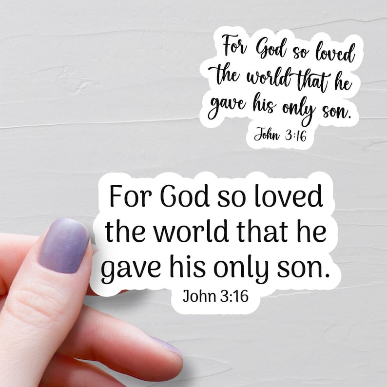 Waterproof Bible verse decal for water bottles and laptops
Custom scripture sticker with choice of font and color