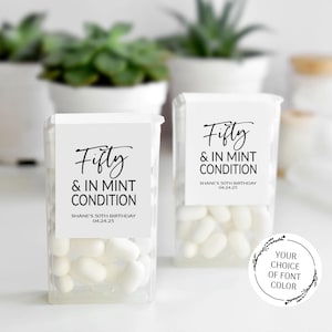50th Birthday Party Favor Mint Labels, Fifty & In Mint Condition Stickers, Mint Favors Stickers, Personalized Mint Birthday Favors Sticker