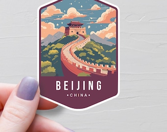 Beijing Sticker, Vinyl Travel Stickers, Great Wall Of China Sticker, Asia & Middle East Stickers, Water Bottle Sticker, Laptop Decals - S799