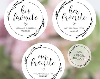 His Favorite Her Favorite Our Favorite Stickers, Wedding Candy Bags Stickers, His And Her Favorite Stickers, Wedding Candy Favors Labels