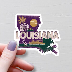 Adesivo Louisiana, adesivi in vinile, adesivi da viaggio, adesivo mappa Louisiana, decalcomania dello stato della Louisiana, adesivi per bottiglie d'acqua, turismo USA - S446