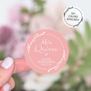 Stickers ronds Quinceanera, Mis Quince Anos, Étiquettes cadeaux Quinceanera, Stickers Merci, Stickers cadeau coings, Étiquettes cadeaux Quinceañera