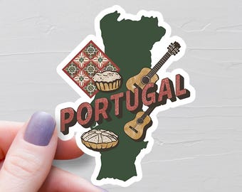 Sticker land van Portugal, vinylstickers, reisstickers, kaartsticker Portugal, Portugese stickers, stickers waterfles - S386