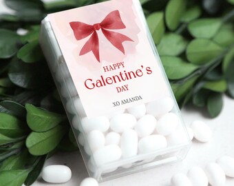 Happy Galentine's Day Mint Labels, Pink or Red Bow Galentine Gift, Coquette Galentines Day Gift for Friends, Galentines Party Favors