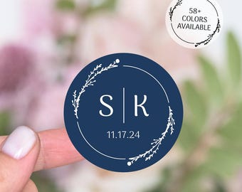 Wedding Stickers, Vinyl Wedding Initial Stickers, Thank You Stickers Wedding Monogram, Wedding Envelope Stickers, Wedding Favor Stickers