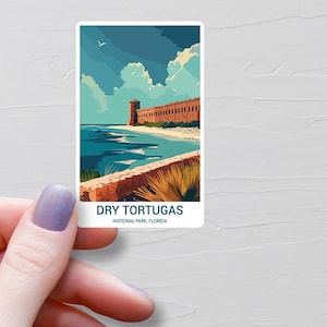 Stickers Dry Tortugas National Park, Stickers de voyage en vinyle, Stickers Parc National des Etats-Unis, Floride, Stickers bouteille d'eau, S576