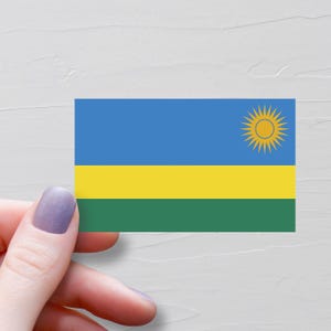 Adesivo bandiera del Ruanda, adesivi da viaggio in vinile, bandiera del Ruanda, bandiere del mondo, adesivo per bottiglia d'acqua, adesivi per laptop, adesivo per bagaglio, F220