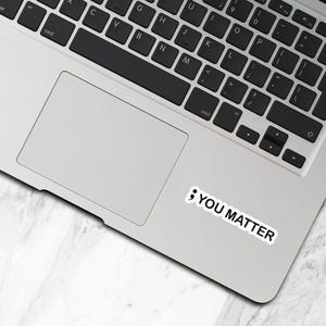 Semi Colon Sticker, Waterproof Vinyl Stickers, ; You Matter, Laptop Water Bottle Stickers, Suicide Awareness, Mental Health Gift - WS252 image 3