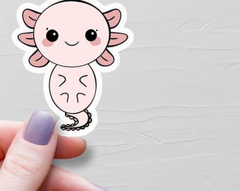 Axolotl Sticker, Vinyl Stickers, Water Bottle Stickers, Laptop Stickers, Aquarium Stickers, Axolotl Lover Gift, Pink Axolotl Stickers - EV2
