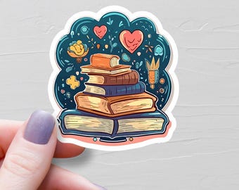 Book Stack Sticker, Vinyl Stickers, Book Lover Gift, Book Stickers, Laptop Water Bottle Stickers, Author Gift, Writer Gifts - S143