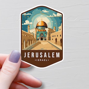Sticker Jérusalem, Stickers voyage en vinyle, Stickers Israël, Stickers Asie et Moyen-Orient, Sticker bouteille d'eau, Stickers ordinateur portable - S805