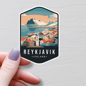 Sticker Reykjavik, stickers de voyage en vinyle, Sticker Islande Reykjavik, pays européen, Sticker bouteille d'eau Europe, stickers pour ordinateur portable - S762