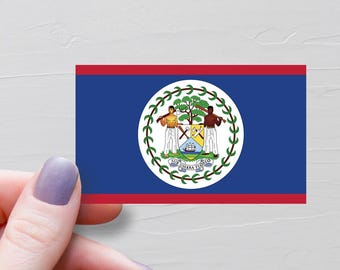 Belizean Flag Sticker, Vinyl Travel Stickers, Belize Flag, Water Bottle Sticker, Laptop Decals, Luggage Sticker, Souvenir Gifts - F29