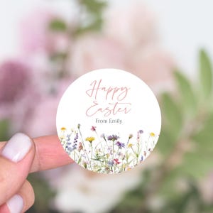 Stickers de Pâques personnalisés, Cadeaux de Pâques fleurs sauvages, Étiquettes cadeaux de Pâques florales, Sac de friandises de Pâques, Étiquette cadeau Joyeuses Pâques
