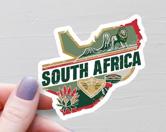 Südafrika Aufkleberbogen A4 – Bunte Vinyl-Sticker Mit Landmarken & Stadtmotiven