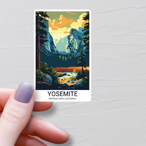 Stickers parc national de Yosemite, autocollants de voyage en vinyle, sticker parc national des États-Unis, autocollants État de Californie, autocollant bouteille d'eau, S619