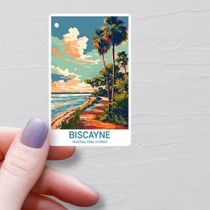 Stickers Parc National de Biscayne, Stickers de voyage en vinyle, Stickers Parc National des Etats-Unis, Sticker Etat de Floride, Stickers Bouteille d'Eau, S564