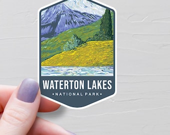 Waterton Lakes National Park Sticker, Vinyl Travel Stickers, Alberta Stickers, AB Canada Tourism Gifts, Water Bottle Stickers - S725
