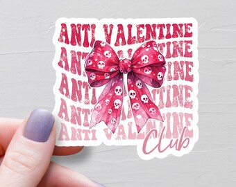 Anti Valentine Sticker, Vinyl Water Bottle Stickers, Anti Valentine Club, Pastel Gothic Valentine Gift, Spooky Cute Galentine Gift - S1042