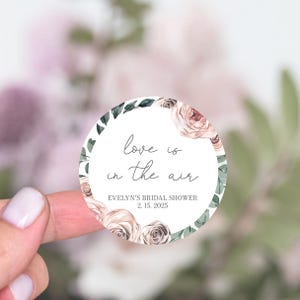 Valentinstag Brautdusche Aufkleber, Liebe ist in der Luft, Februar Hochzeit Dusche Gunst Aufkleber, Boho Blumen Danke Aufkleber