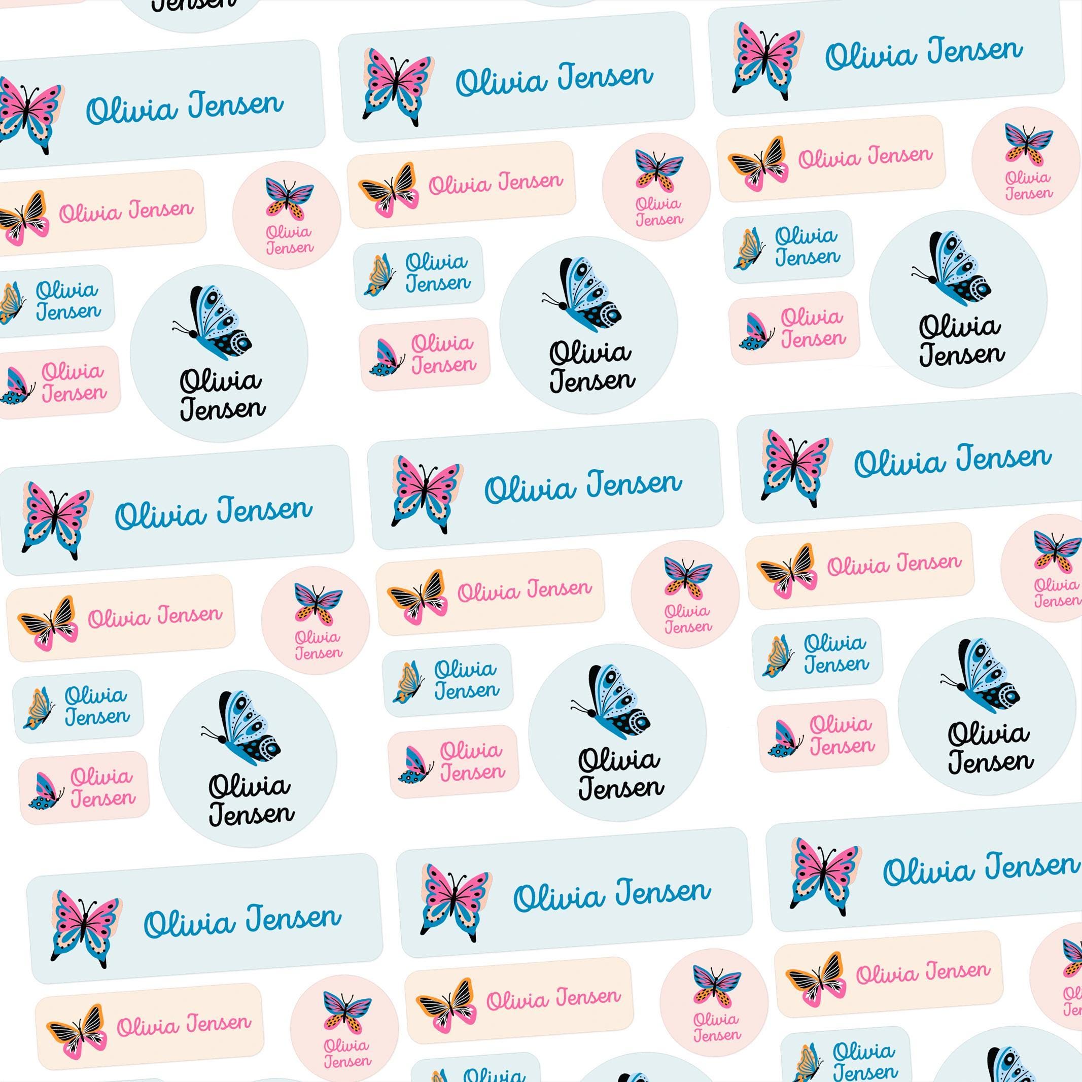 Custom Name Labels, Waterproof Name Stickers Vinyl, Butterfly School Labels, Daycare Labels, Camp Labels, Name Stickers Dishwasher Safe