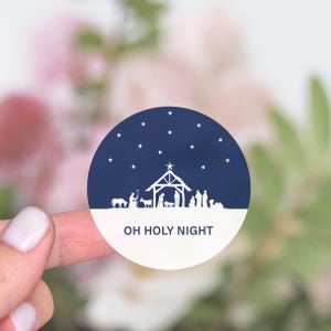 Stickers ronds de Noël, Stickers scellés pour enveloppes de Noël, Crèche de Noël, Stickers cercle religieux, Stickers enveloppes de vacances - CA20