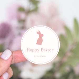 Hoppy Easter Stickers, Personalized Easter Bunny Stickers, Easter Party Favors, Easter Gift Labels, Easter Treat Bag, Egg Hunt Favor Labels