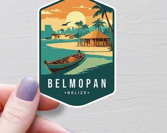 Belmopan Sticker, Vinyl Travel Stickers, Capital Of Belize Stickers, Vacation Water Bottle Sticker, Laptop Sticker, Luggage Stickers - S842