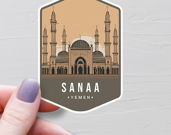 Sanaa Sticker, Vinyl Travel Stickers, Yemen Stickers, Asia & Middle East, World Countries, Water Bottle Sticker, Laptop Decal, S837