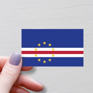 Cape Verde Flag Sticker, Vinyl Travel Stickers, Flag Of Cabo Verde Sticker, Water Bottle Sticker, Laptop Decals, Luggage Sticker - F50