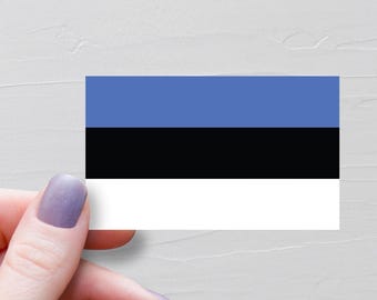 Sticker vlag Estland, vinyl reisstickers, Estisch cadeau, wereldvlaggen, sticker waterfles souvenir, laptopstickers, sticker bagage - F85