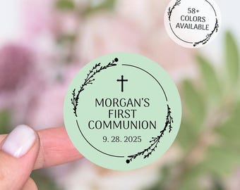 Thank You Stickers First Communion, Vinyl Stickers, Custom Communion Stickers, First Holy Communion Favor Stickers, Candle Favor Stickers