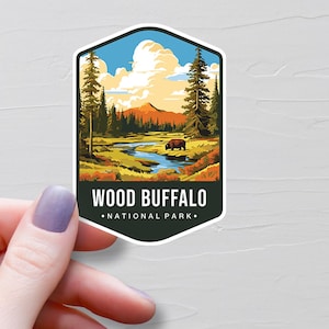 Wood Buffalo National Park Sticker, Vinyl Travel Stickers, Alberta Northwest Territories, Canada Tourism Gifts, Water Bottle Stickers - S726