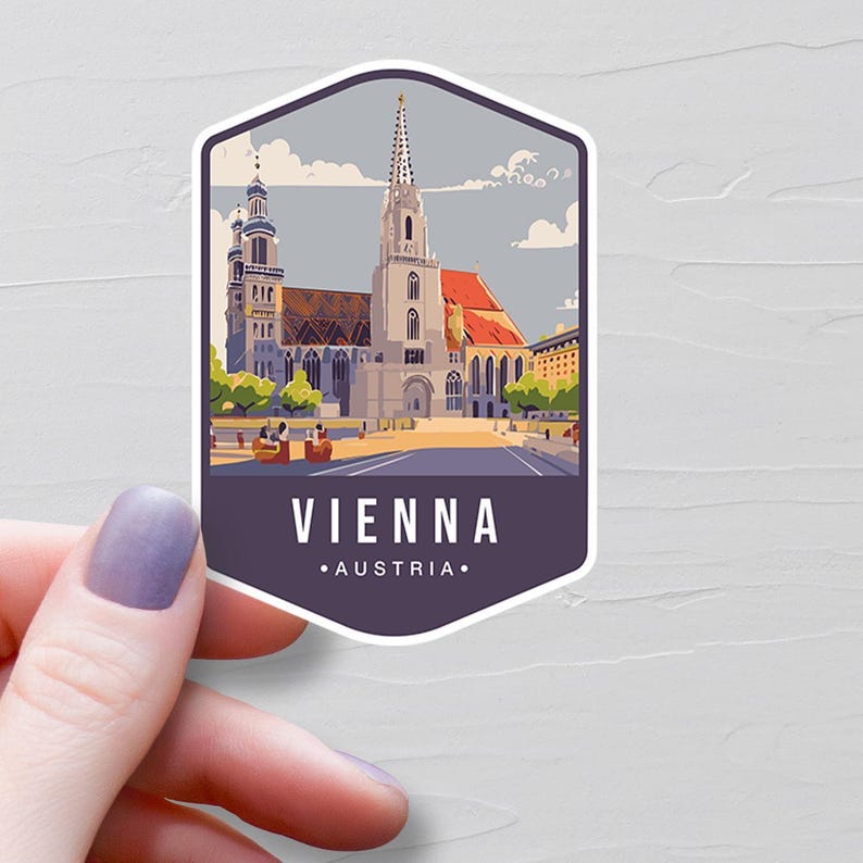 Pegatina de Viena, pegatinas de vinilo para viajes, pegatina de Austria, país europeo, pegatina para botella de agua de Europa, calcomanías para portátil, regalos de recuerdo - S746 imagen 1