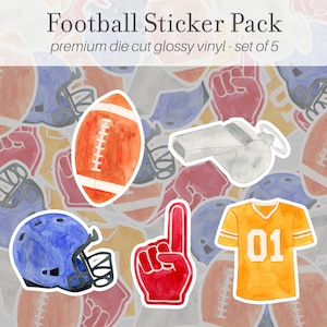 Football Sticker Pack Of 5, Vinyl Stickers, Football Team Gifts, Football Gifts, End of Season Gift, Football Stickers, Football Player Gift