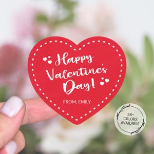 Stickers Saint-Valentin personnalisés, Stickers coeurs personnalisés, Stickers vinyle en forme de coeur, Étiquettes classe Saint-Valentin, Stickers joyeuse Saint-Valentin