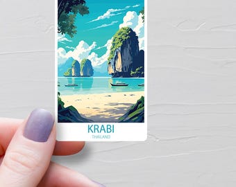 Pegatinas de Krabi, pegatinas de vinilo para viajes, pegatinas de Krabi, Tailandia, pegatinas para botellas de agua, pegatinas para portátiles, pegatinas para equipaje, S650