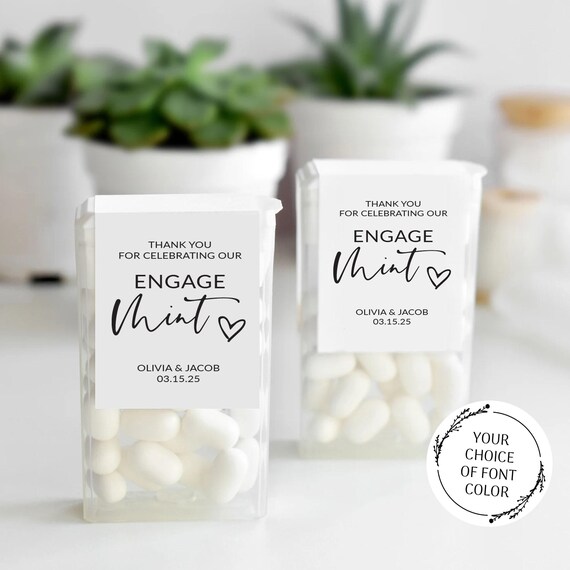 Mint Engagement Party Favors Labels, Vinyl EngageMint Stickers, Custom Mint Favors Stickers, Personalized Mint Engagement Favors Sticker