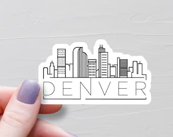 Sticker Denver, vinylstickers, reisstickers, sticker Colorado, bezienswaardigheden van Denver, skyline van de stad, waterflesstickers, Amerikaanse staten - S920
